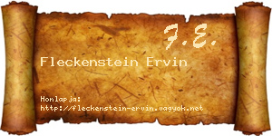 Fleckenstein Ervin névjegykártya